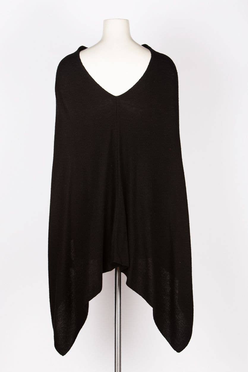 Cashmere Poncho Black