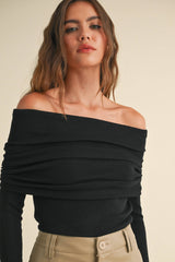 Elena Off Shoulder Top in Black