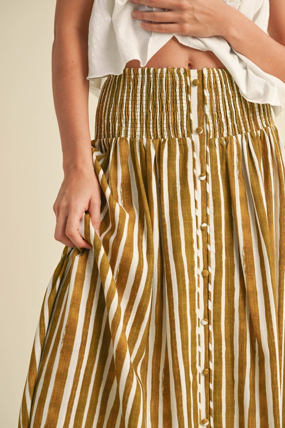 Leah Lemongrass Striped Skirt