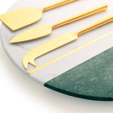 Vista Marble Cheese Board with Gold Knives