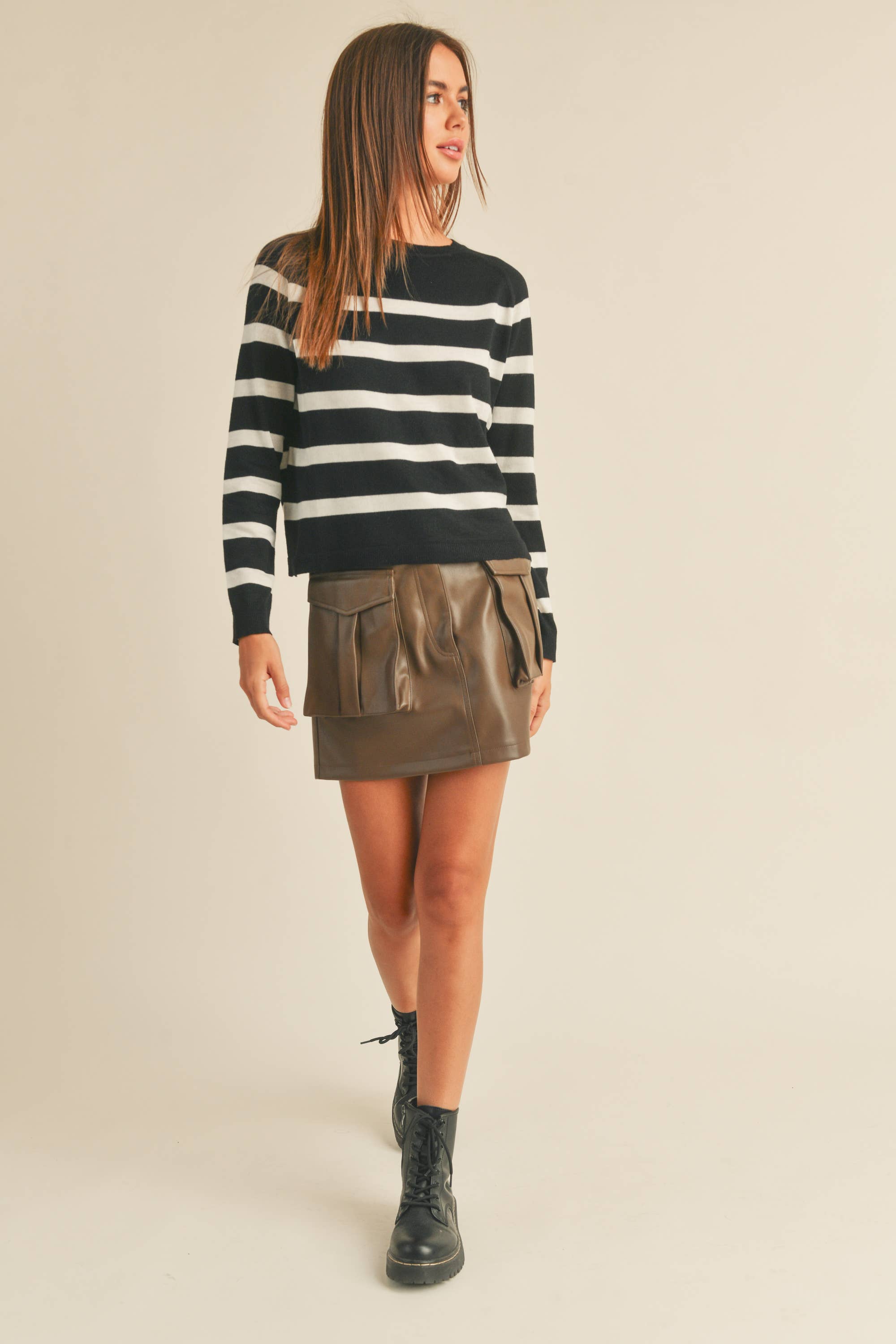 Heidi Striped Sweater in Black/White