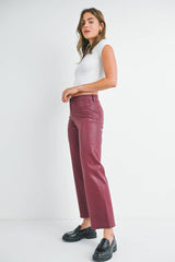 Coated Burgundy Straight Legged Jeans