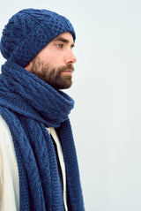 Leenane Aran Scarf -  Navy