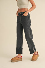 Cuffed Black Denim