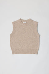 The Liza Relaxed Knitted Vest in Sand