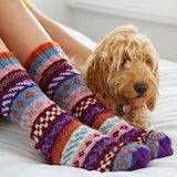 Woollen Fairisle Socks  Purple