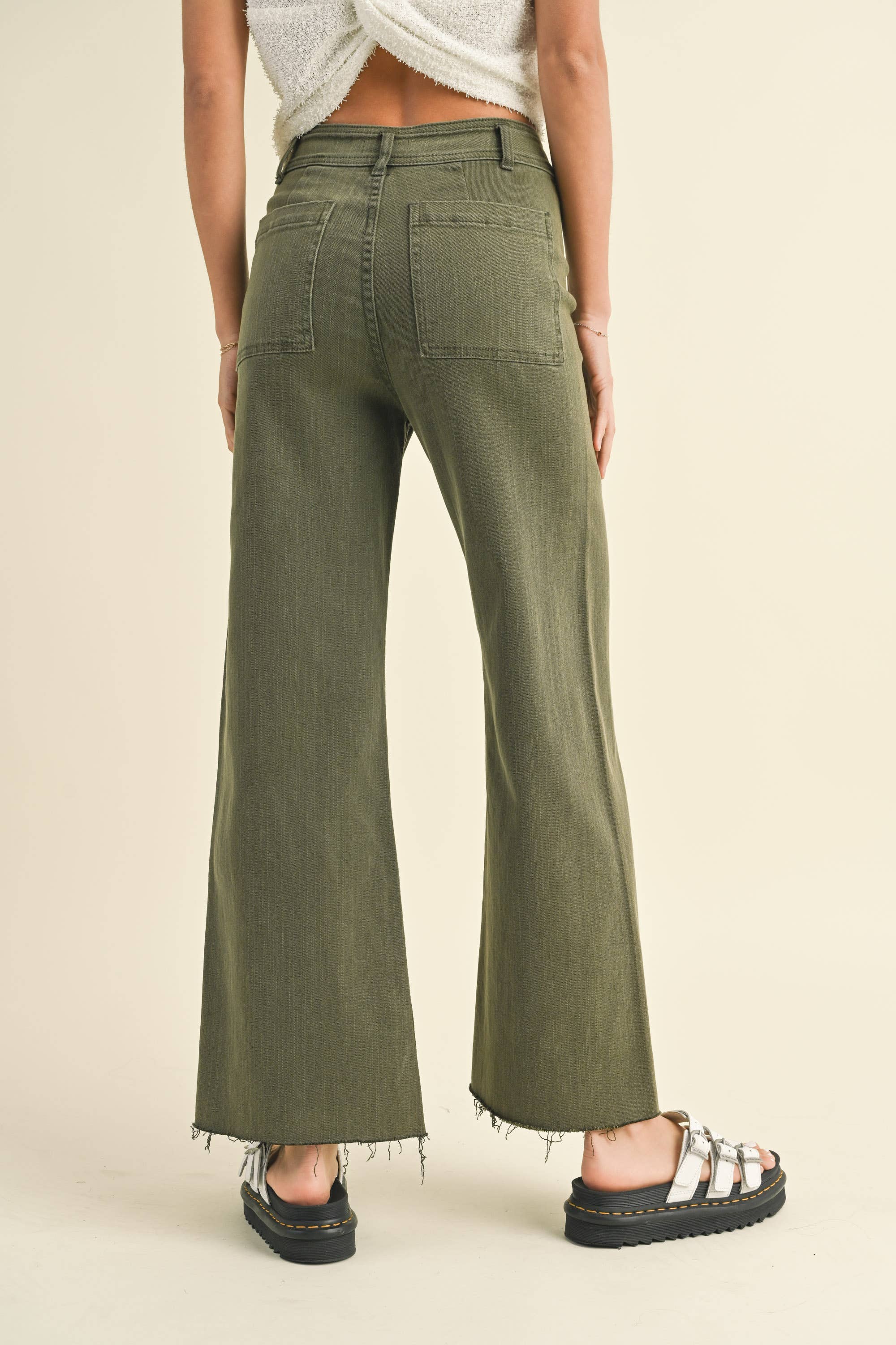 Olive Wide Straight Leg Denim