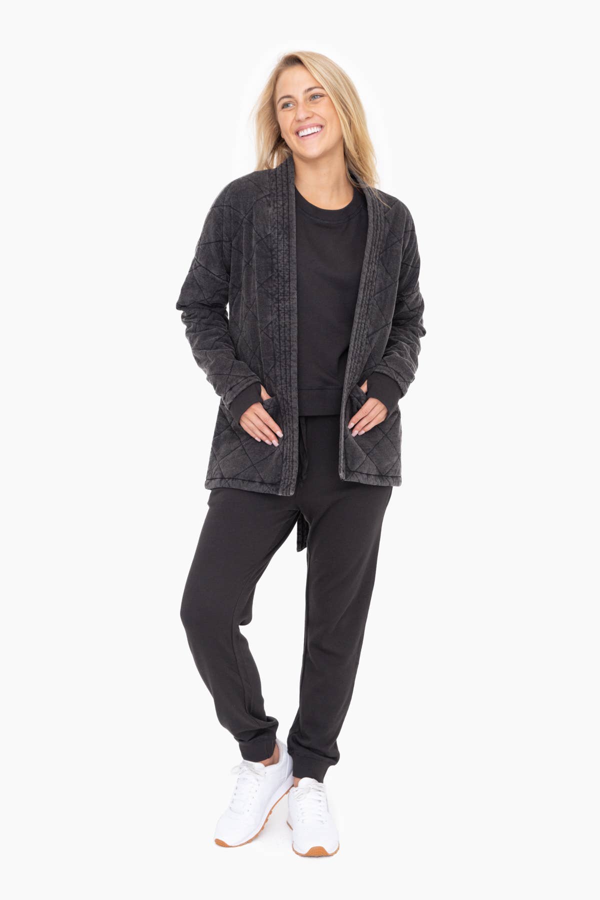 Quilted Mineral Washed Wrap Jacket