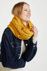 Kilmaine Aran Snood Scarf with Buttons - Yellow