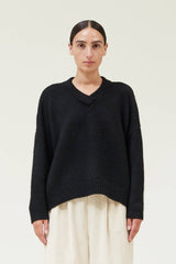 Val V Neck Pullover in Black or Shadow