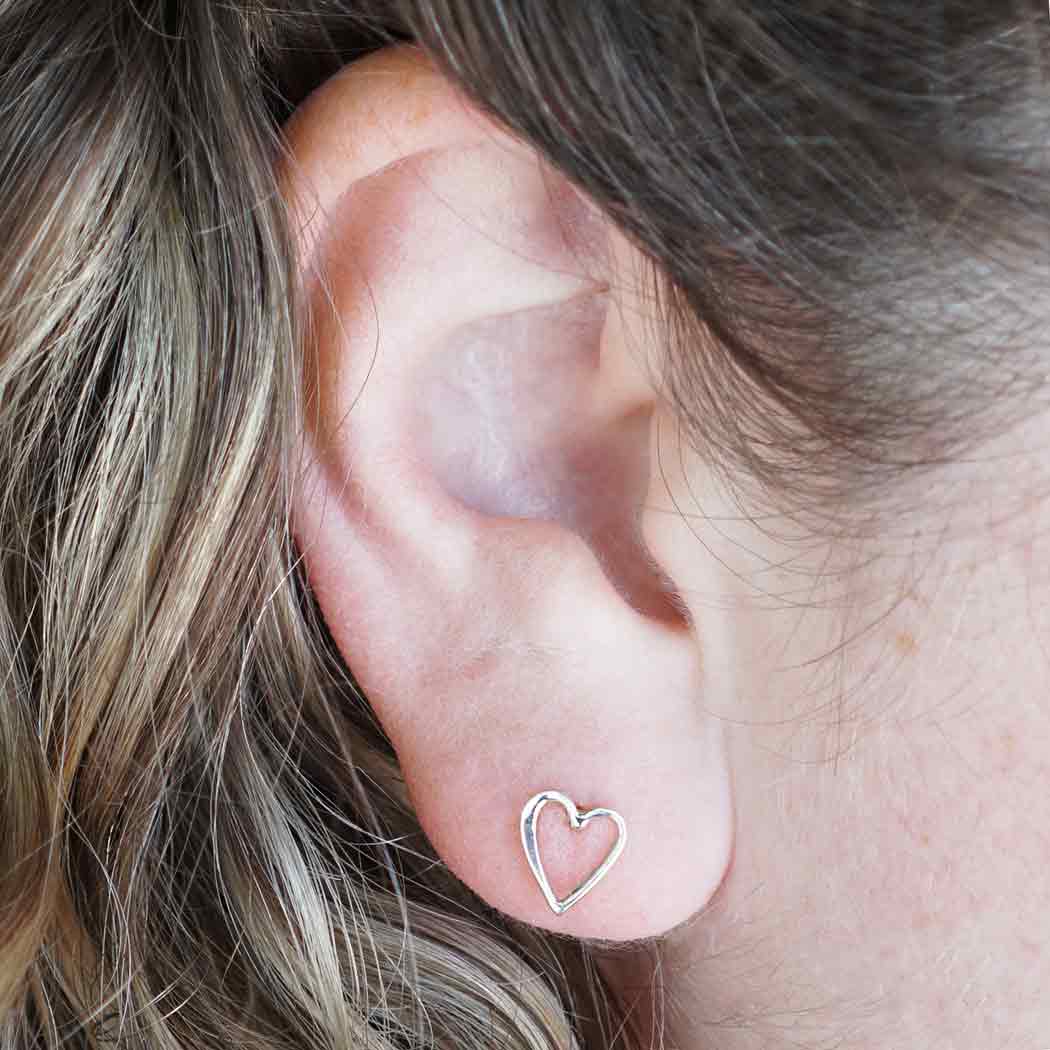 Sterling Silver Heart Post Earring 9x8mm