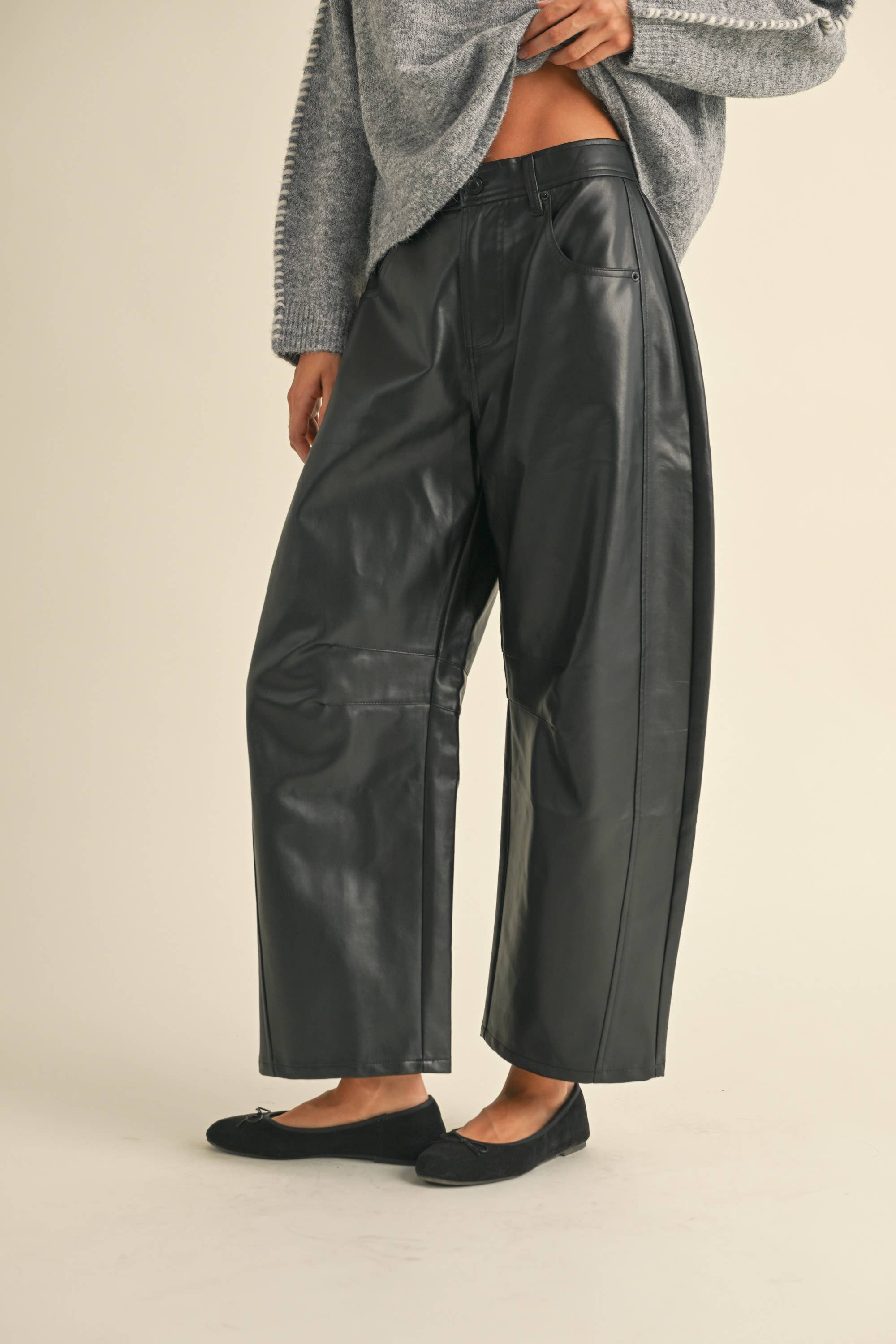 Theo Barrel Pleather  Pants