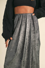 Mia Metallic Pleated Skirt in Bronze