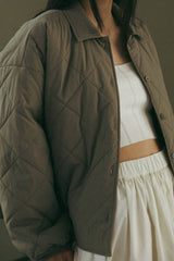 The Cameron Oversized Quilted Jacket in Olive