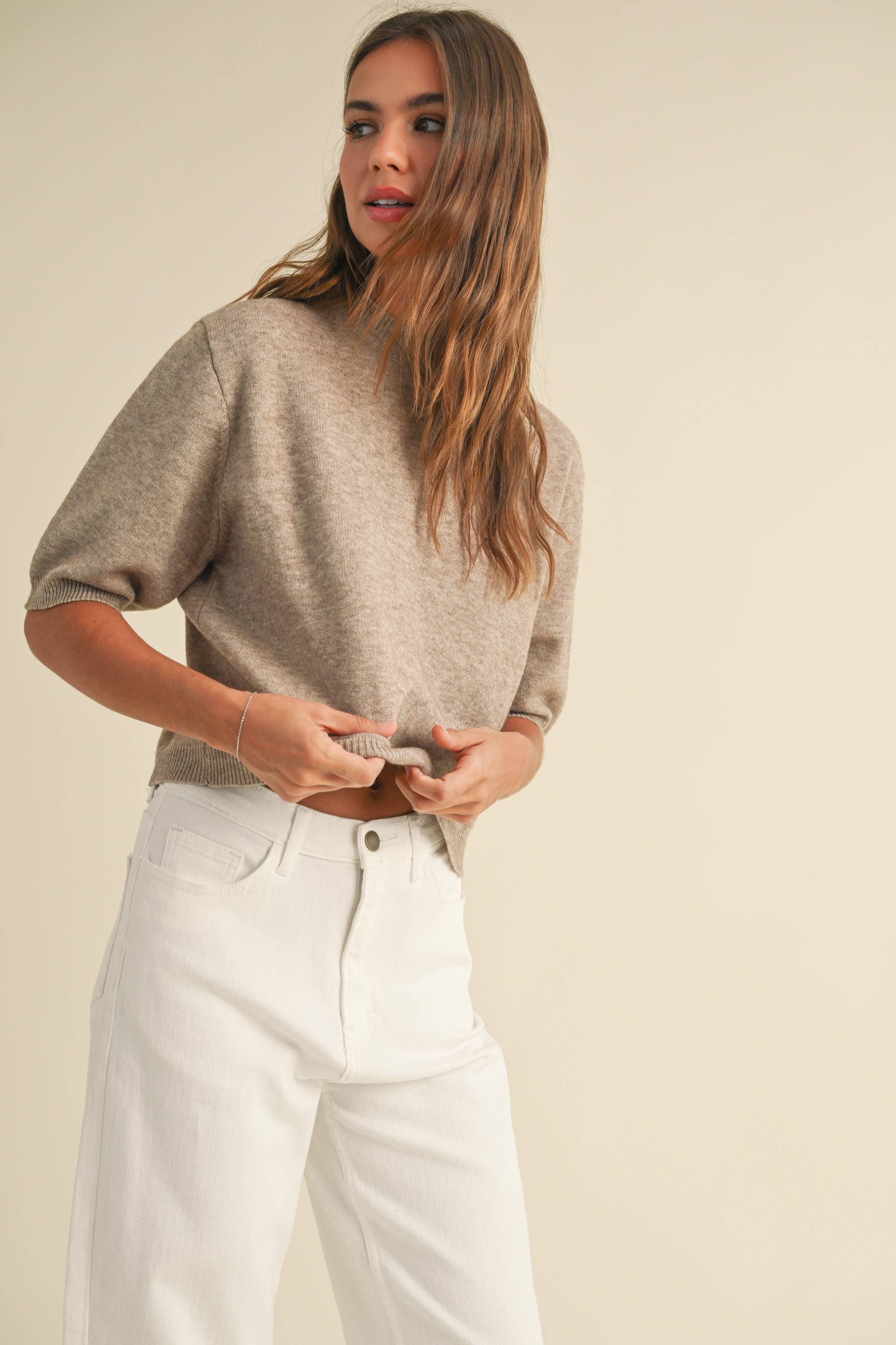 Cafe Short Sleeve Sweater