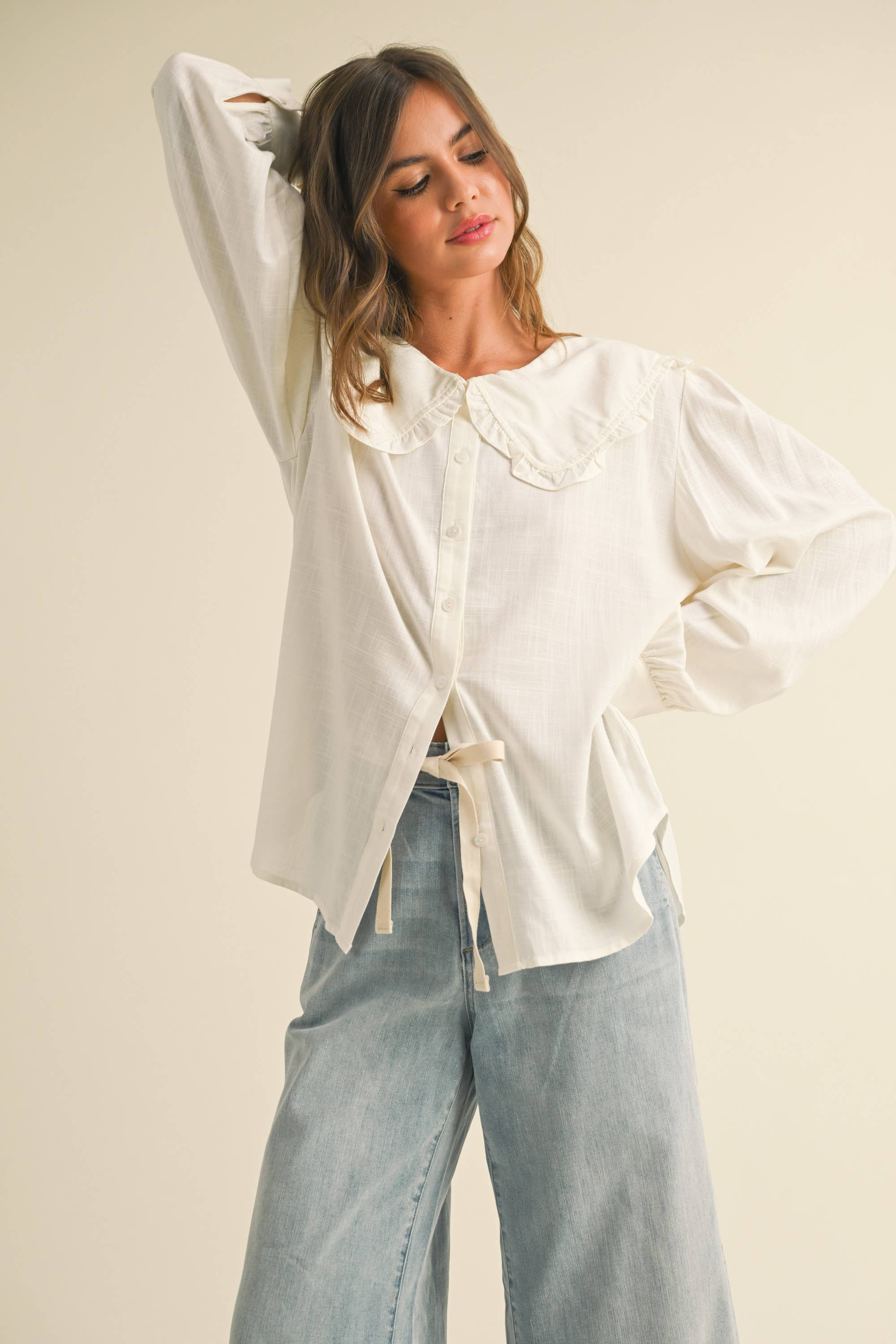 Peter Pan Collar Cotton Blouse