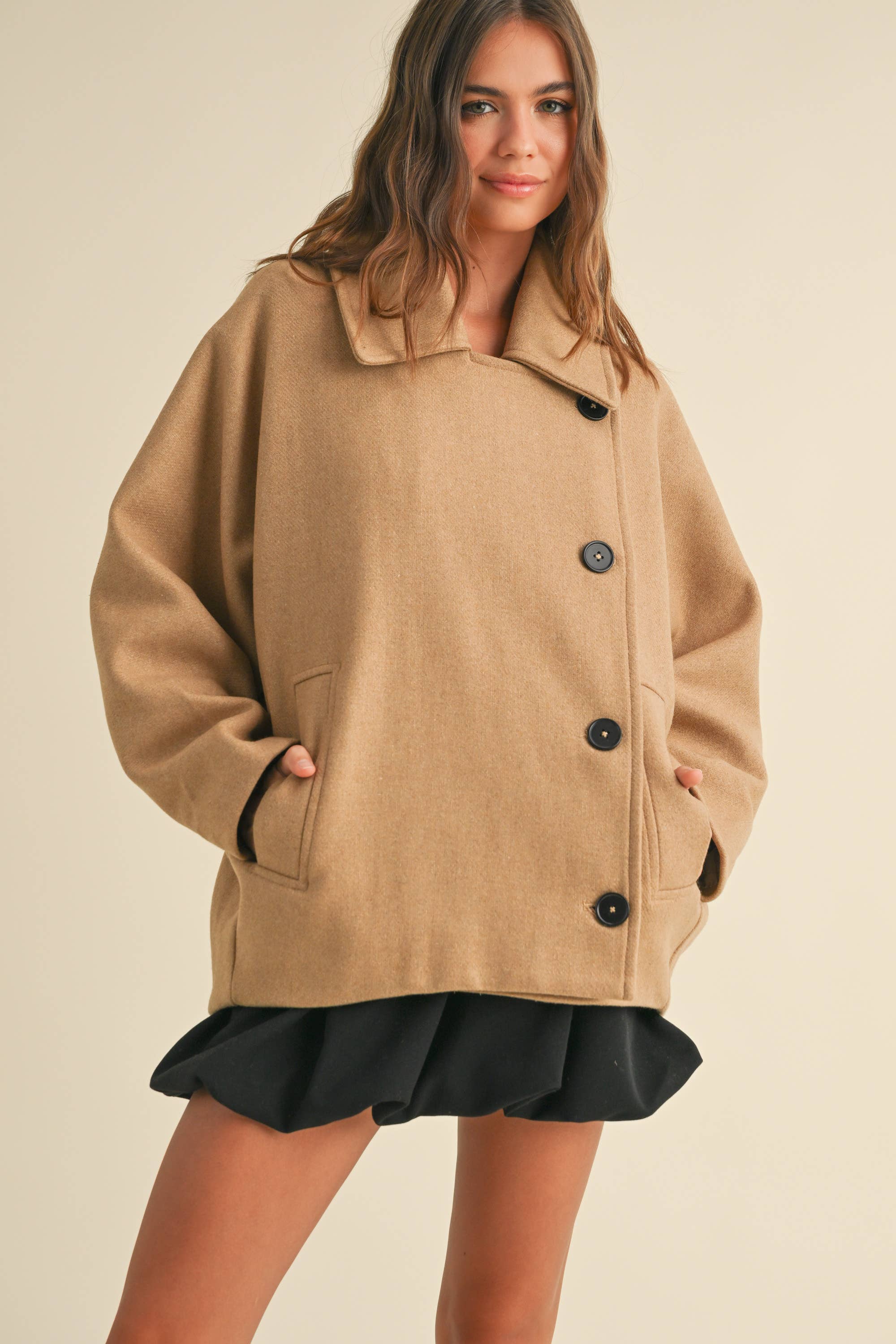 Cassie Cape Wool Blend Coat