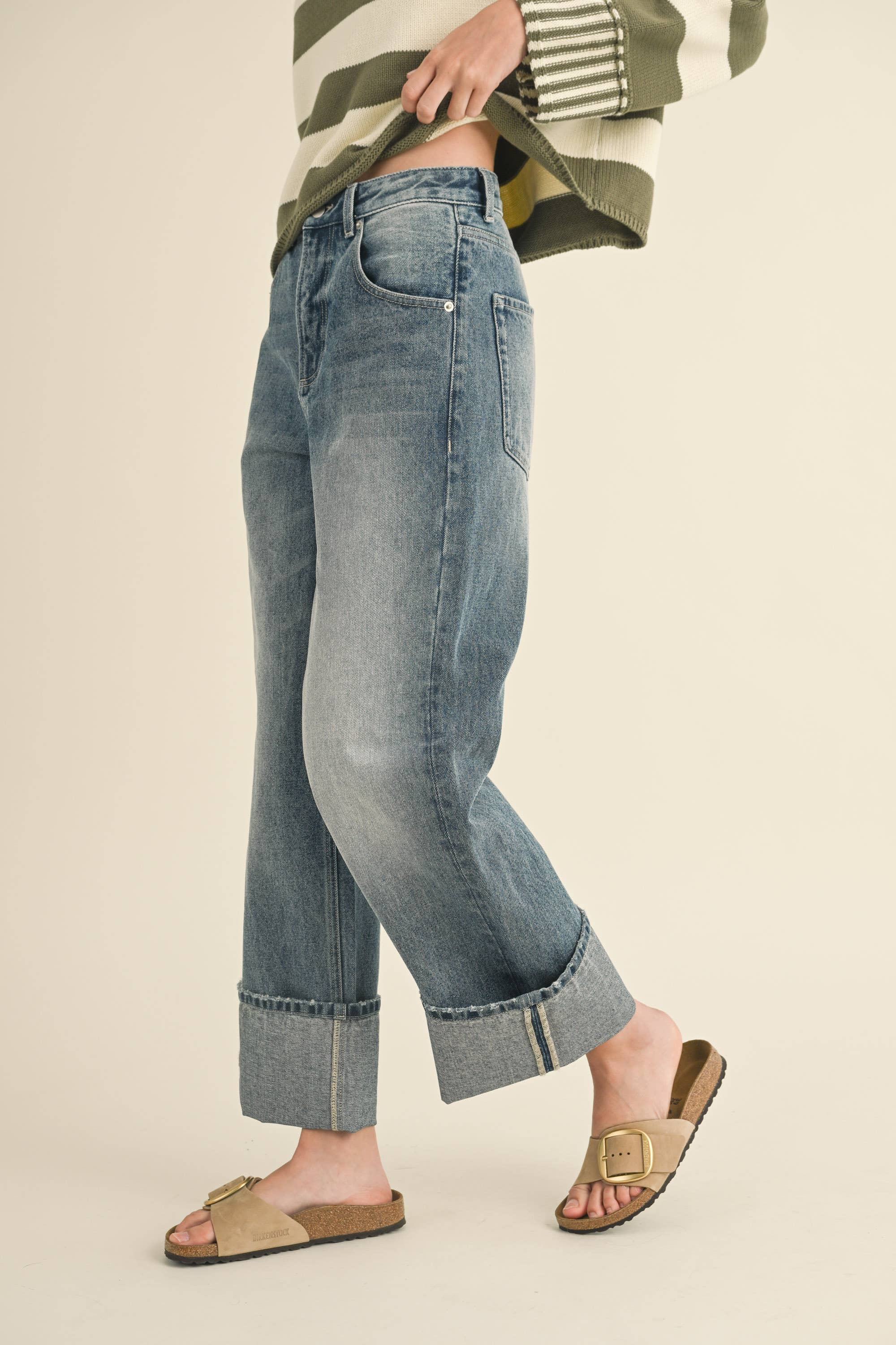 Bella Straight Legged Cuffed Denim Jeans