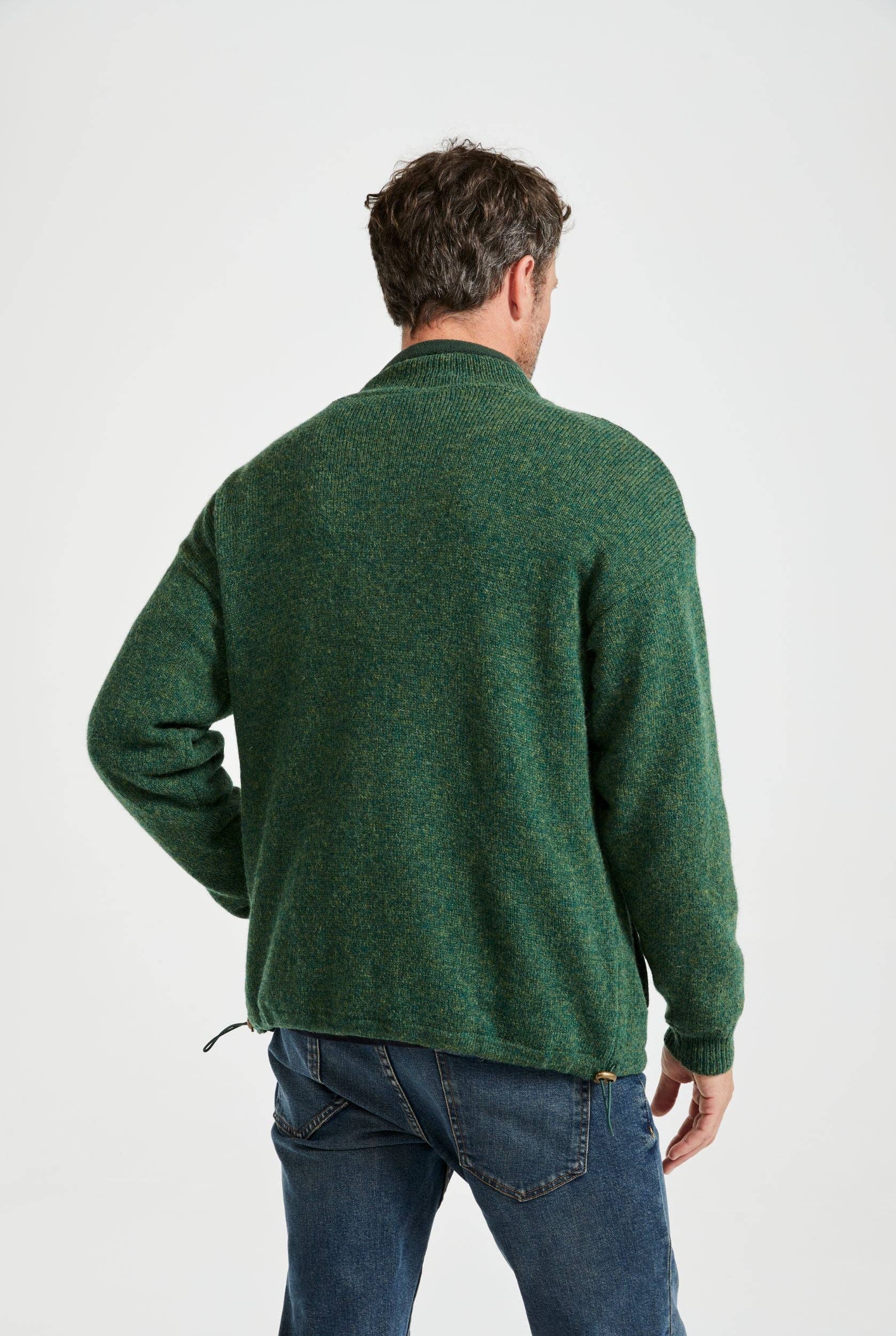 Farmleigh Lined Wool Mens Cardigan - Green