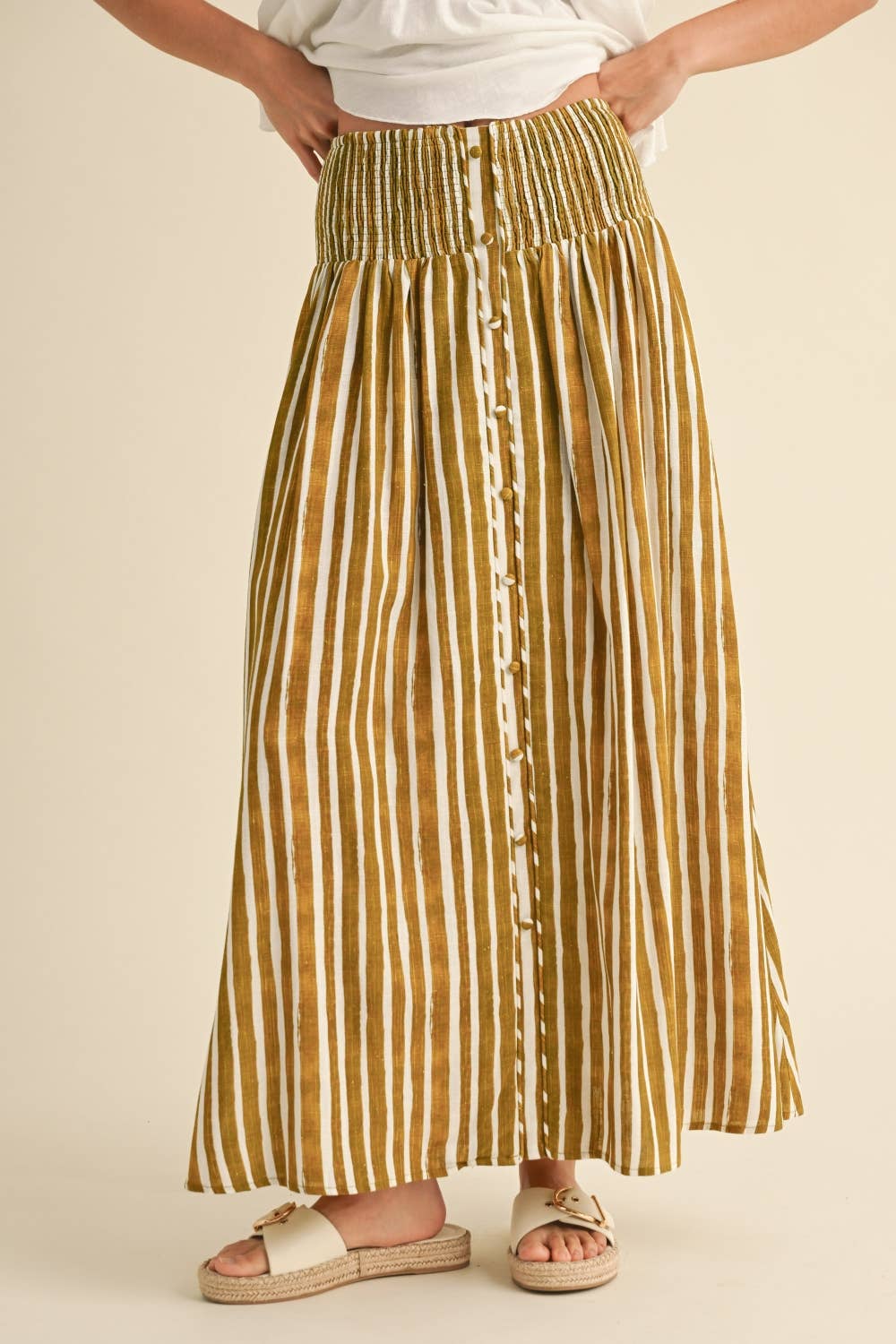 Leah Lemongrass Striped Skirt