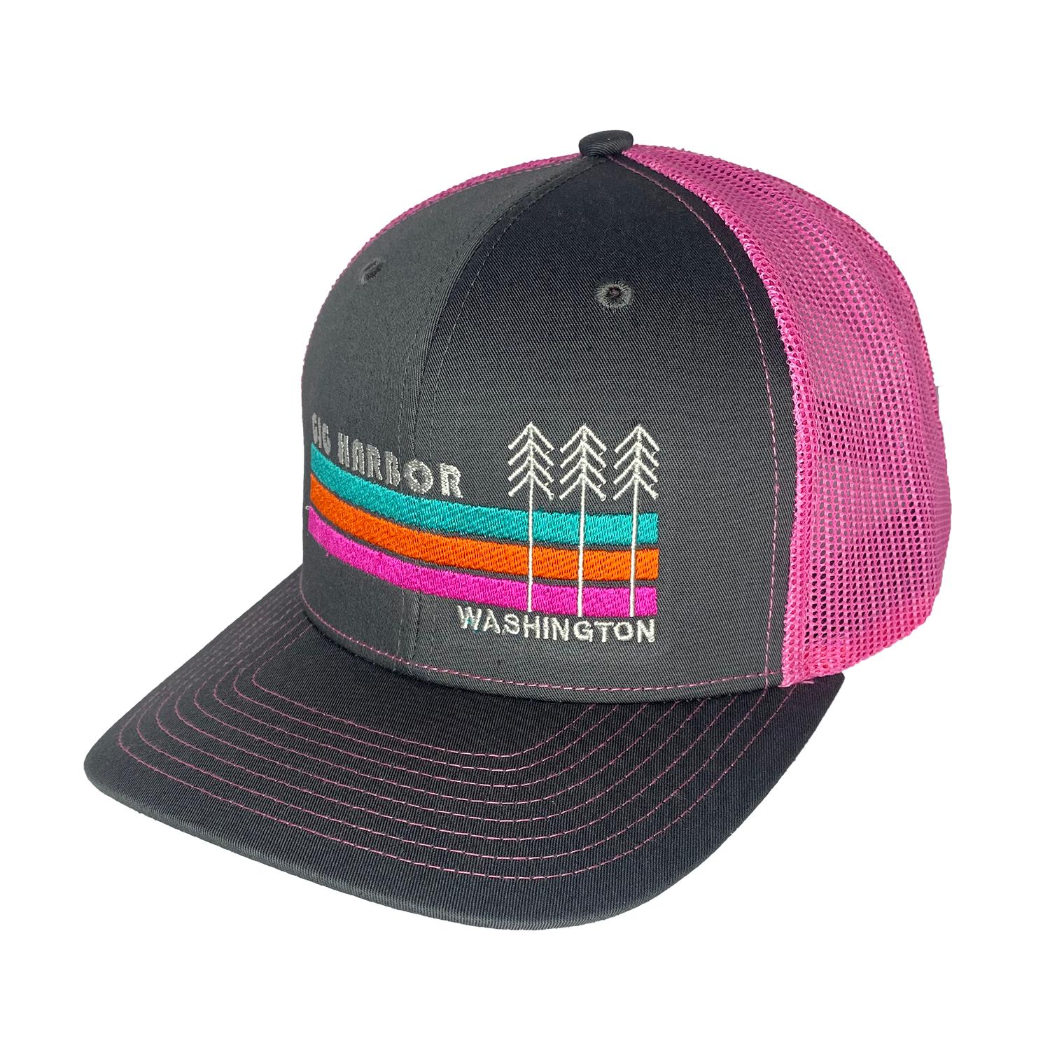 The Berkshires MA Stripes and Trees Trucker Hat