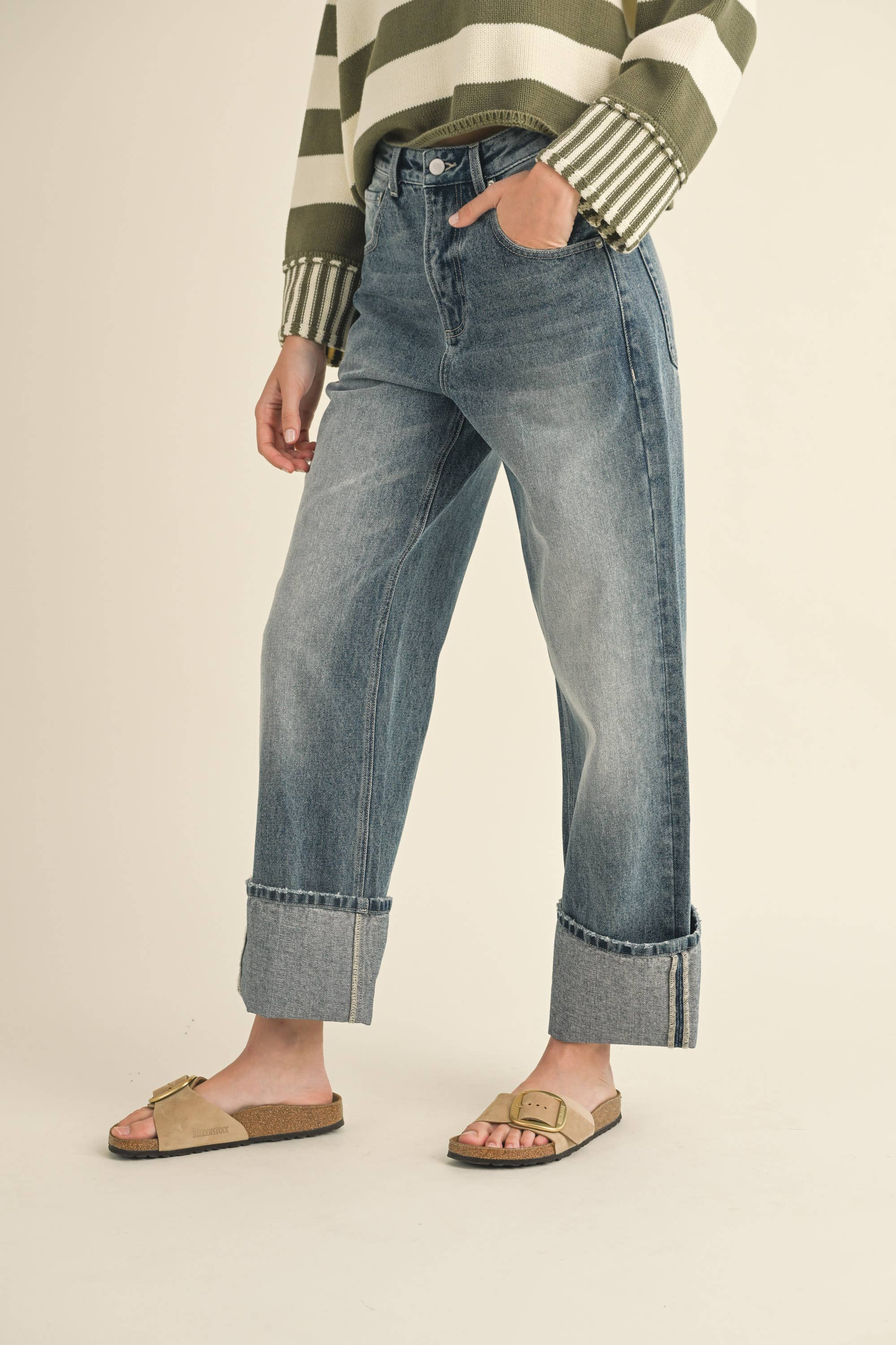 Bella Straight Legged Cuffed Denim Jeans