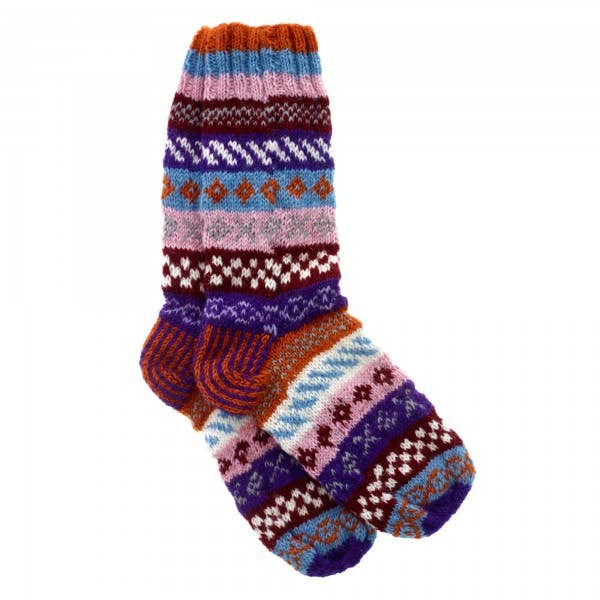 Woollen Fairisle Socks  Purple