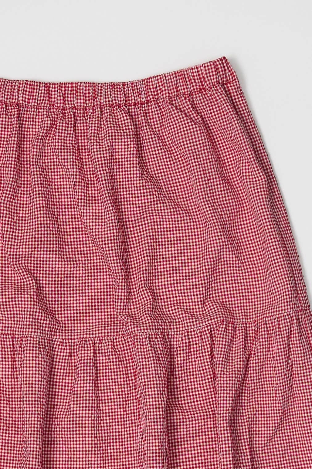 The Emilie Tiered Gingham Midi Skirt