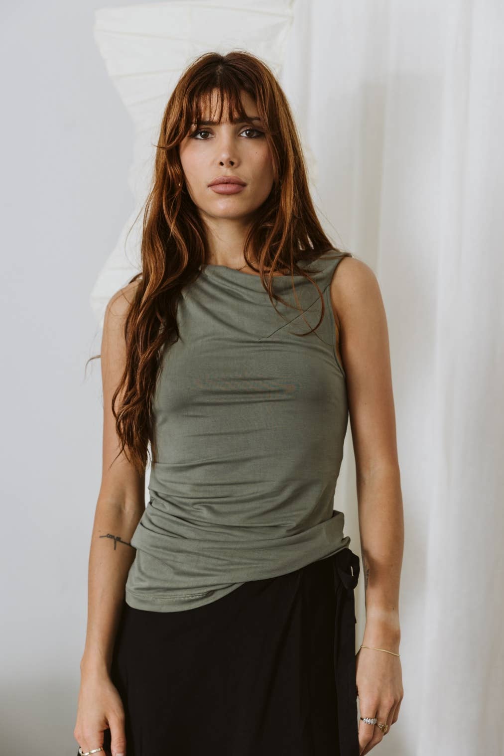 The Emilia Asymmetrical Twist Shoulder Top