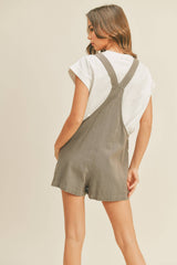 Linen Short Overall Dark Greige