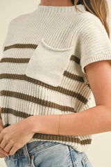 Selena Striped Black and White S/S Sweater