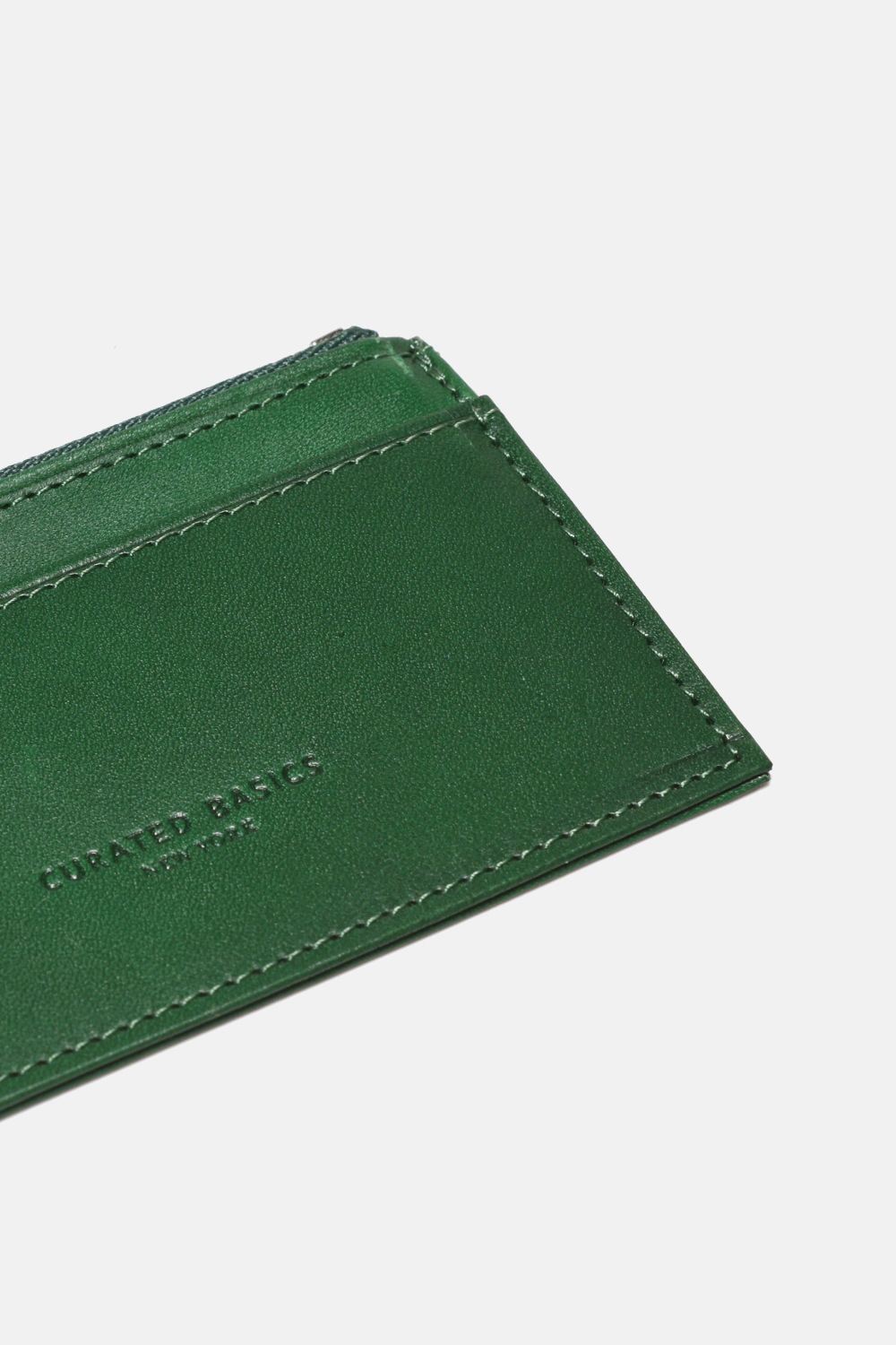 Zipper Leather Cardholder in Green, Yellow or Grey