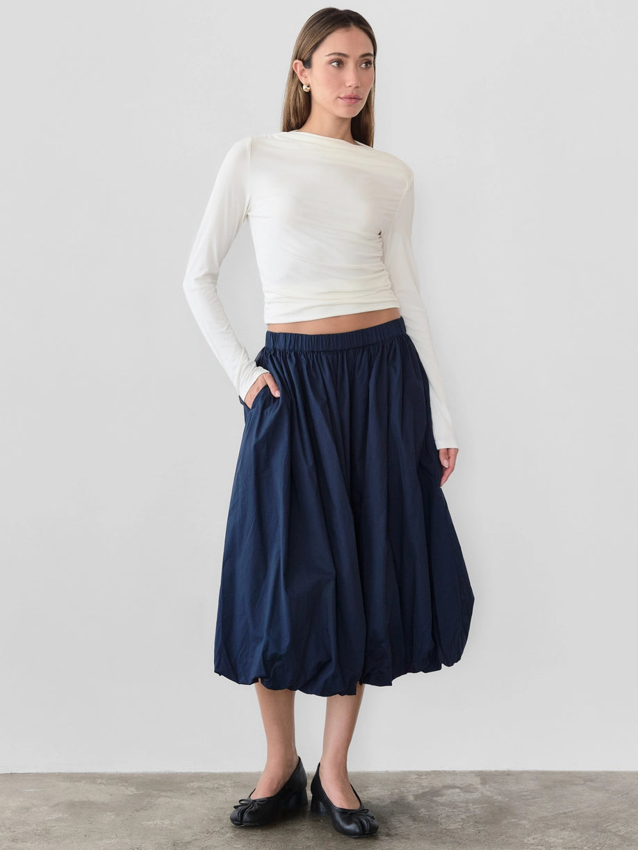 The Bella Midi Bubble Skirt in Navy