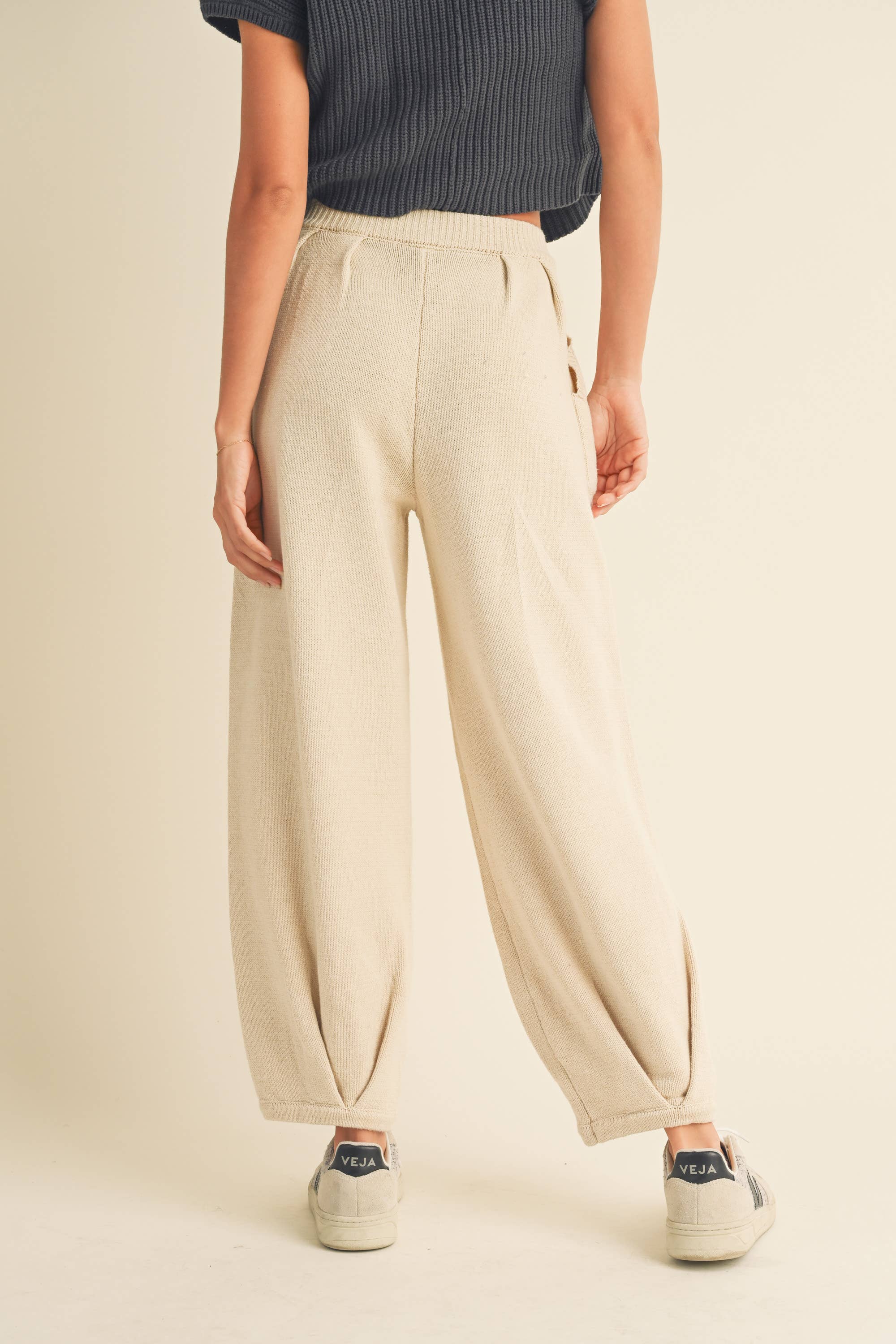 Knit Bottom Sweater Pants in Stone or Toffee