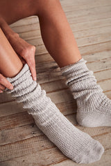 Free People Staple Slouch Socks is Light Grey or Camel