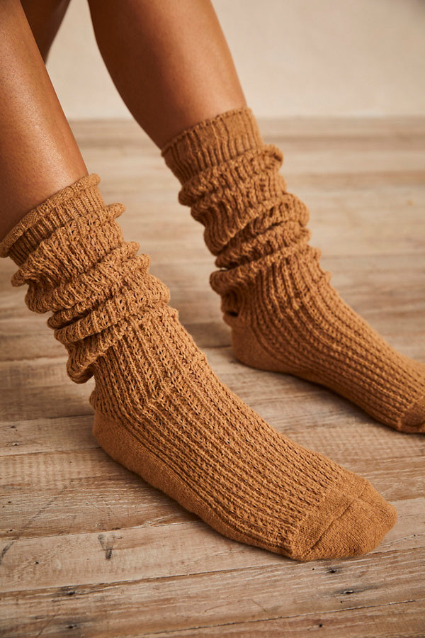 Free People Staple Slouch Socks is Light Grey or Camel