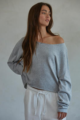 Bee Off Shoulder Grey Top