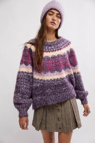 Free People Festive Frost Sweater in Berry