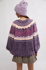 Free People Festive Frost Sweater in Berry