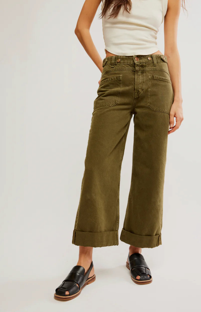 Free People Palmer Cuffed Army Jeans