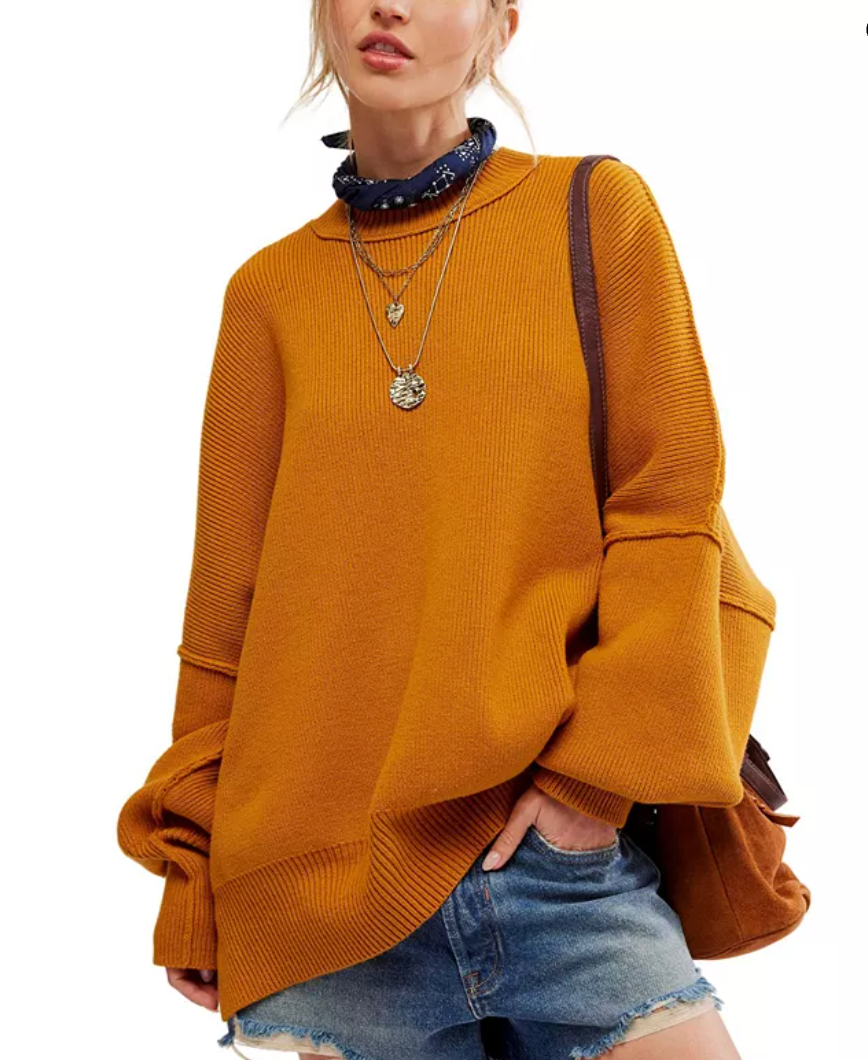 Free People Easy Street Gold Sweater