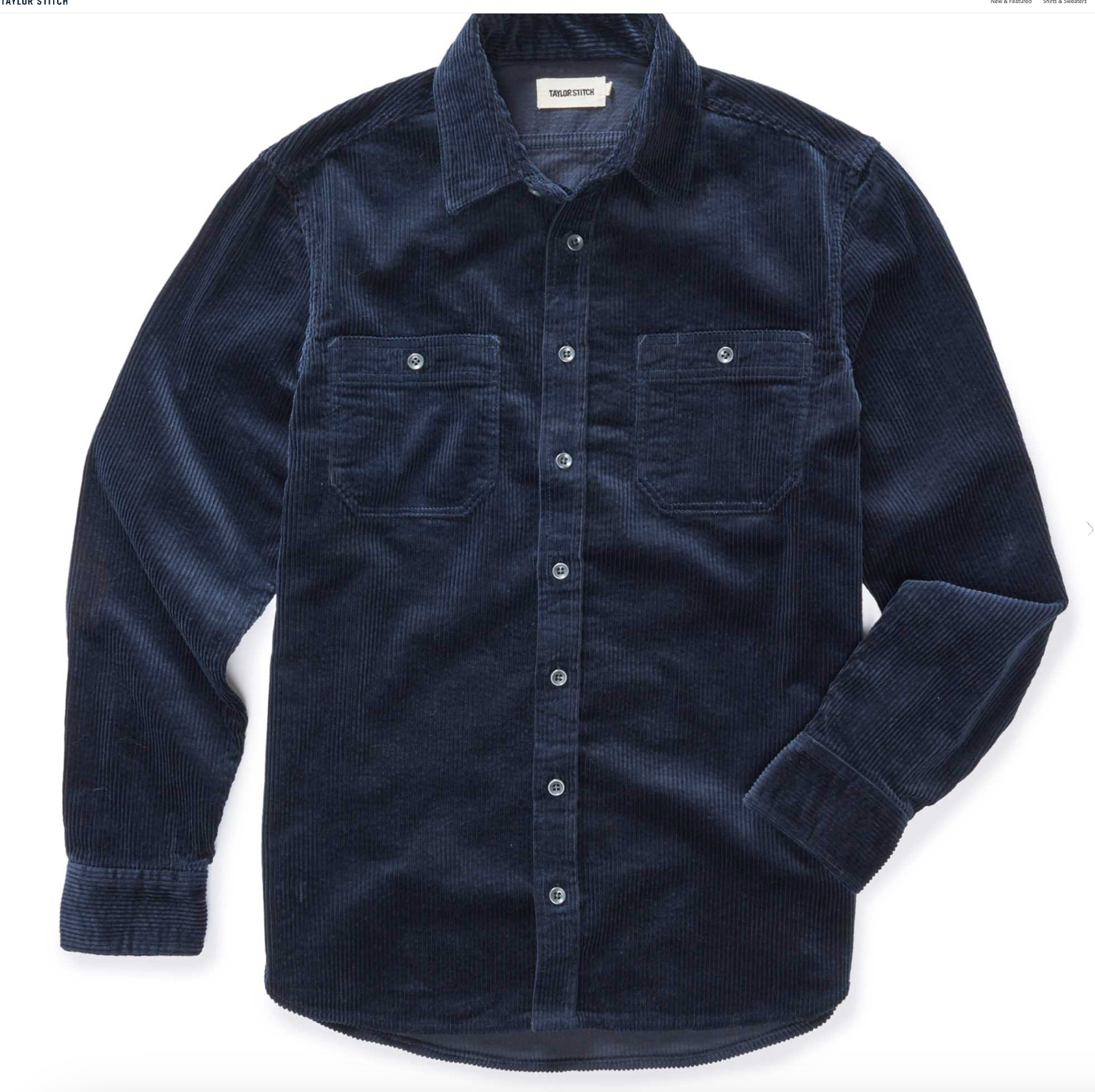 Taylor Stitch Utility in Dark Navy Corduroy Shirt