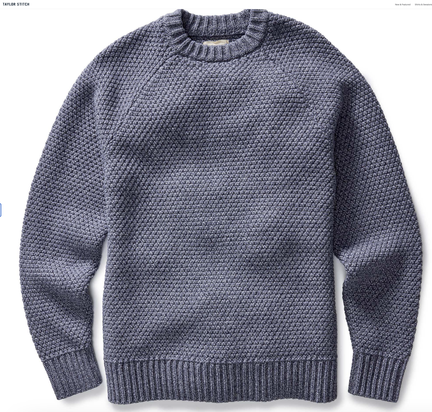 Taylor Stitch Fisherman Sweater in Blue Melange