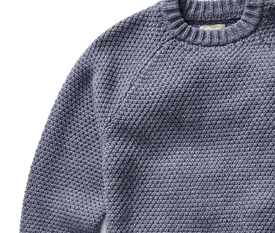 Taylor Stitch Fisherman Sweater in Blue Melange