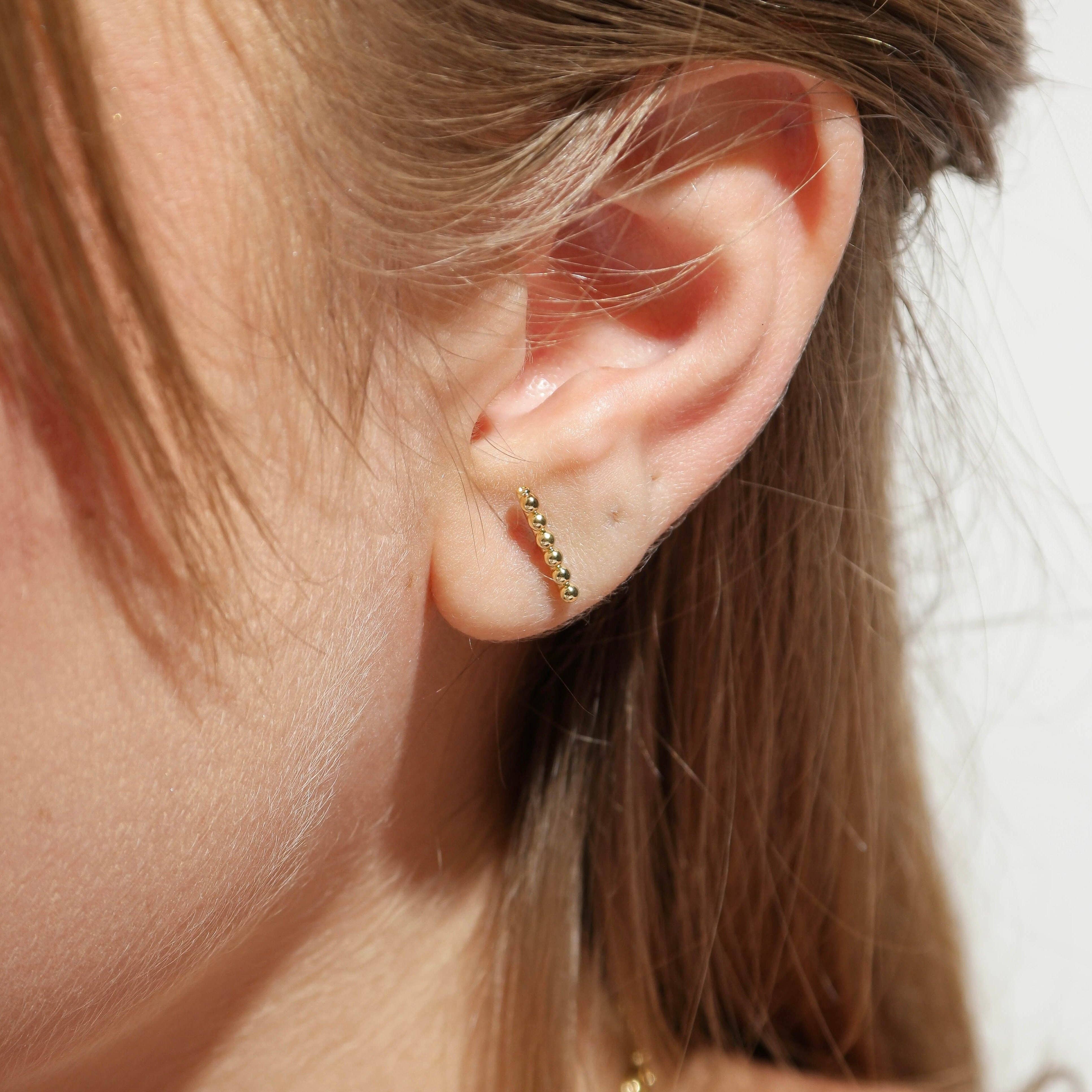 18k Gold Filled Beaded Bar Studs