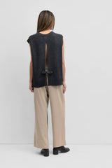 The Merritt Tie Back Knit Vest in Charcoal