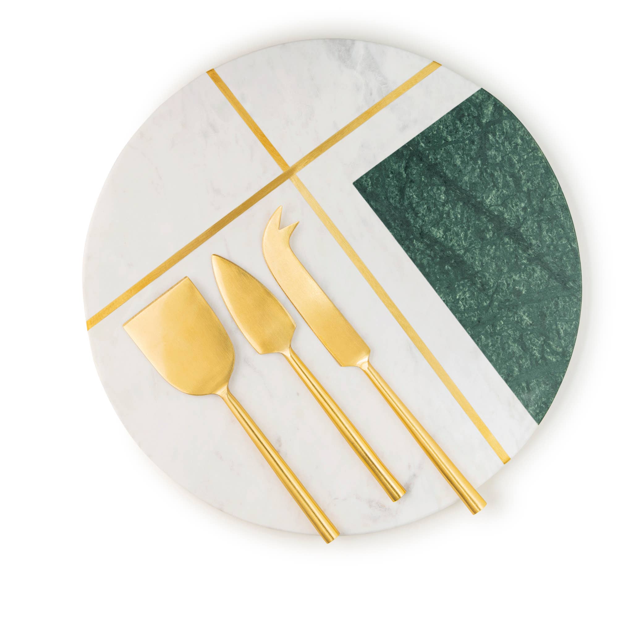 Vista Marble Cheese Board with Gold Knives