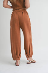 Knit Bottom Sweater Pants in Stone or Toffee