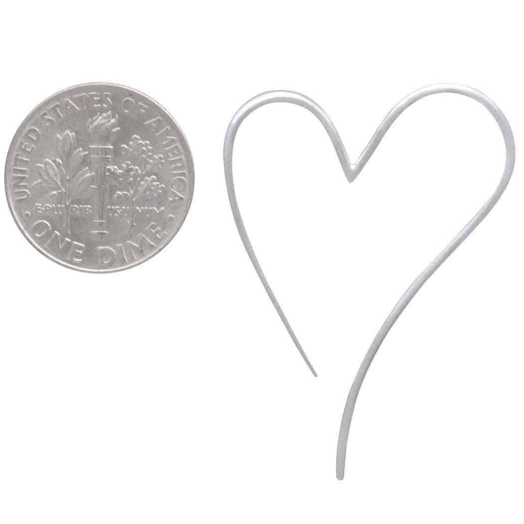 Sterling Silver Wire Heart Hoop Earrings