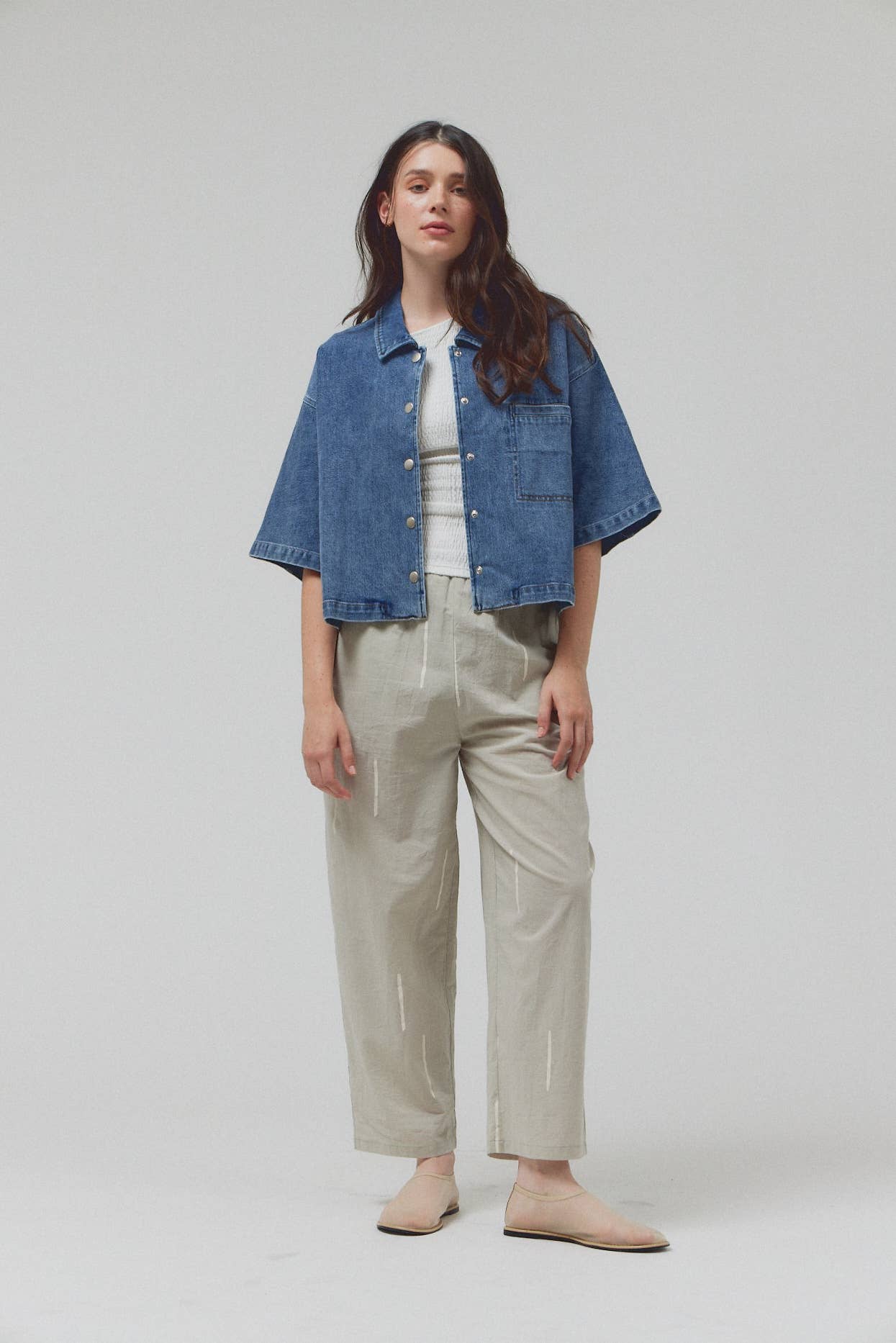 Oona Oversized Denim S/S Buttondown Top